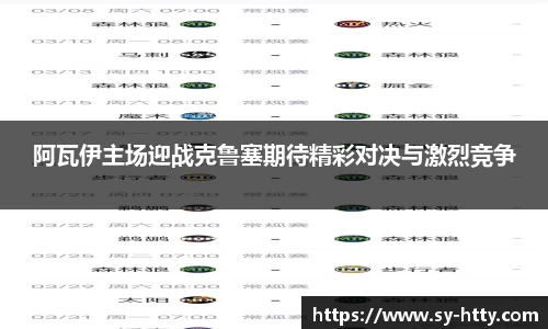 阿瓦伊主场迎战克鲁塞期待精彩对决与激烈竞争